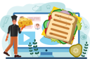 پیش‌نمایش فایل chef-preparing-bread-from-online-recipe-11664196 از پک آشپزی آنلاین