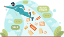 پیش‌نمایش فایل man-flying-in-air-for-shopping-sale-11721074 از پک جمعه سیاه