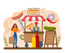 پیش‌نمایش فایل girl-buying-hot-dog-from-food-vendor-11752335 از پک غذا و نوشیدنی