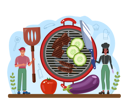 پیش‌نمایش فایل male-chef-and-female-chef-making-bbq-grilled-meat-11752295 از پک غذا و نوشیدنی