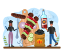 پیش‌نمایش فایل male-cook-and-female-cook-making-bbq-food-11752296 از پک غذا و نوشیدنی