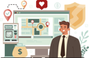 پیش‌نمایش فایل businessman-trying-to-find-bank-location-11753883 از پک فعالیت آنلاین