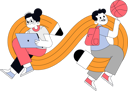 پیش‌نمایش فایل girl-doing-online-learning-while-boy-playing-basketball-12307046 از پک آموزش و پرورش