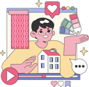 پیش‌نمایش فایل boy-making-home-and-interior-design-12305642 از پک رسانه‌های اجتماعی
