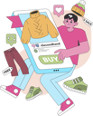 پیش‌نمایش فایل boy-buying-second-handed-cloth-using-mobile-12306639 از پک خرید سِکوندهاند