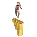 پیش‌نمایش فایل businessman-run-with-grow-dollar-coins-5460507 از پک شخصیت تاجر
