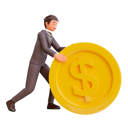 پیش‌نمایش فایل businessman-pushing-dollar-coin-5460637 از پک شخصیت تاجر