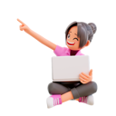 پیش‌نمایش فایل girl-hold-laptop-and-pointing-up-5724645 از پک دختر بانمک