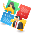 پیش‌نمایش فایل customer-service-conversation-puzzle-with-clients-6608458 از پک فناوری کسب‌وکار