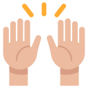 پیش‌نمایش فایل celebration-gesture-hand-hooray-light-skin-tone-raised از پک صورتک های خندان و مردم