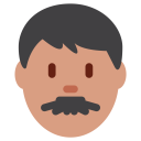 پیش‌نمایش فایل man-medium-dark-skin-tone-mustach از پک صورتک های خندان و مردم