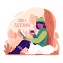 پیش‌نمایش فایل a-woman-reading-book-and-drinking-coffee-in-autumn-9544957 از پک پاییز