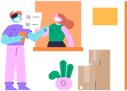 پیش‌نمایش فایل delivery-man-doing-contactless-delivery-8543319 از پک محصول تحویل خدمات