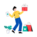 پیش‌نمایش فایل man-getting-shopping-gift-7250221 از پک خرید آنلاین