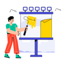 پیش‌نمایش فایل boy-applying-poster-on-billboard-8451640 از پک خدمات تبلیغاتی