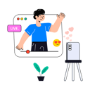پیش‌نمایش فایل man-live-on-social-media-8628568 از پک تولیدکننده محتوا