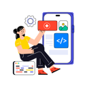 پیش‌نمایش فایل girl-working-on-app-development-8628897 از پک خدمات وب