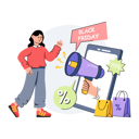 پیش‌نمایش فایل girl-is-doing-black-friday-shopping-10216002 از پک خرید آنلاین و تجارت الکترونیک