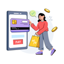 پیش‌نمایش فایل girl-is-doing-mobile-payment-10216024 از پک خرید آنلاین و تجارت الکترونیک
