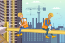 پیش‌نمایش فایل two-man-builders-sit-on-beam-above-house-construction-2225194 از پک ساختمان‌سازی