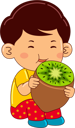 پیش‌نمایش فایل boy-eating-kiwi-9080509 از پک پسر در حال خوردن