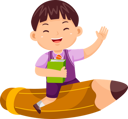 پیش‌نمایش فایل funny-kid-flying-on-pencil-and-waving-hand-9080788 از پک پسر بچه‌ها بازگشته به مدرسه