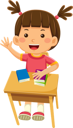 پیش‌نمایش فایل cute-school-girl-sitting-at-desk-9317315 از پک فعالیت روزانه کودکان