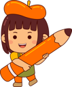 پیش‌نمایش فایل cute-artist-girl-holding-pencil-10289677 از پک هنرمند ناز
