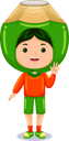 پیش‌نمایش فایل kids-in-coconut-costume-10688749 از پک شخصیت پسر بچه میوه ای
