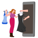 پیش‌نمایش فایل young-woman-choosing-a-dress-in-a-store-from-a-smartphone-8749548 از پک مفهوم کسب و کار