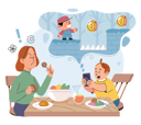 پیش‌نمایش فایل annoyed-mother-due-to-son-playing-game-on-dinner-time-5588322 از پک کودکان در حال استفاده از تلفن