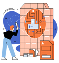 پیش‌نمایش فایل man-holding-magnifier-and-analyzing-data-with-report-5588452 از پک تحلیل داده‌های بزرگ