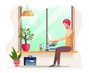 پیش‌نمایش فایل bearded-man-sitting-at-window-working-on-laptop-5670860 از پک افراد شاغل