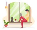 پیش‌نمایش فایل man-sitting-at-window-working-on-laptop-5670863 از پک افراد شاغل