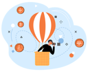 پیش‌نمایش فایل man-in-hot-air-balloon-looking-for-project-for-investment-5668787 از پک صرافی ارز دیجیتال