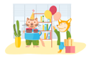 پیش‌نمایش فایل cartoon-animals-celebrates-holiday-with-cake-5670580 از پک جشن تولد