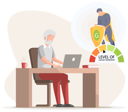 پیش‌نمایش فایل senior-man-working-on-computer-5668648 از پک سالمندان با تکنولوژی