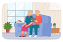 پیش‌نمایش فایل senior-couple-sitting-on-couch-and-watching-video-on-tablet-5668614 از پک گجت‌ها برای سالمندان