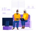 پیش‌نمایش فایل aged-man-playing-video-game-and-woman-working-on-laptop-5668637 از پک زوج سالمند با گجت‌ها