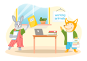 پیش‌نمایش فایل rabbit-and-fox-working-in-office-5670730 از پک حیوانات کاری