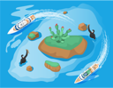 پیش‌نمایش فایل scuba-diver-in-water-explores-ocean-near-tropical-island-5670707 از پک جزیره