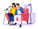 پیش‌نمایش فایل couple-with-microphone-works-with-live-recording-5682657 از پک پادکست
