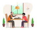 پیش‌نمایش فایل male-characters-sitting-at-table-playing-chess-in-living-room-5682719 از پک بازی کردن