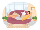 پیش‌نمایش فایل boy-lying-on-couch-and-reading-interesting-book-5684863 از پک کتاب خوانی