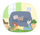 پیش‌نمایش فایل girl-reading-book-while-relaxing-on-floor-5684865 از پک کتاب خوانی