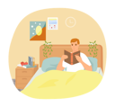 پیش‌نمایش فایل cute-man-in-pajamas-reading-literature-5684895 از پک خواندن کتاب