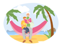 پیش‌نمایش فایل senior-man-sitting-on-hammock-read-book-for-his-grandson-5684876 از پک خواندن کتاب
