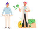 پیش‌نمایش فایل guy-with-empty-pockets-and-successful-millionaire-5728415 از پک ثروت و فقر