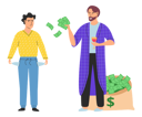 پیش‌نمایش فایل man-with-empty-pockets-and-successful-millionaire-5728417 از پک ثروت و فقر
