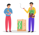 پیش‌نمایش فایل rich-happy-millionaire-holding-briefcase-and-poor-man-eating-cheap-fast-food-5728426 از پک ثروت و فقر